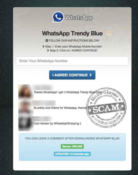 whatsapp versión azul estafa