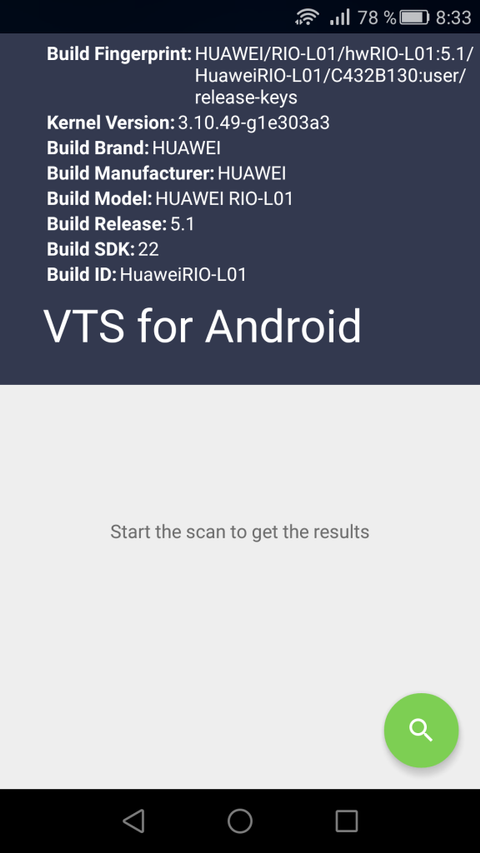 VTS for Android - Pantalla principal