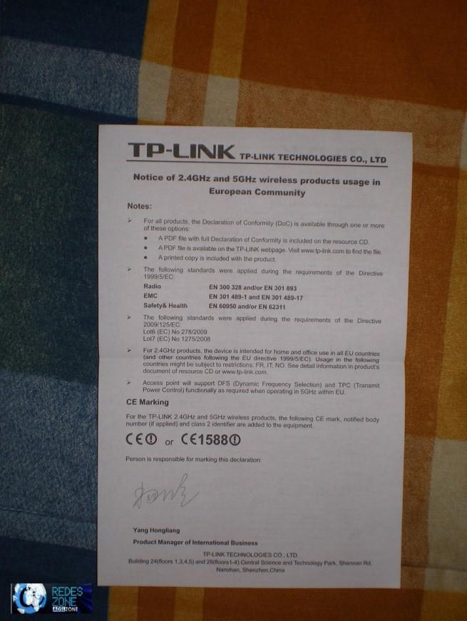 Certificado de uso de la red WiFi de los TP-Link TL-WPA281 Kit