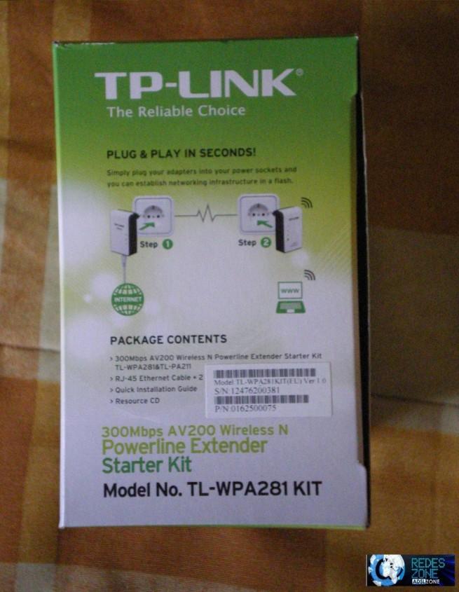 Lateral izquierdo de la caja de los TP-Link TL-WPA281 Kit