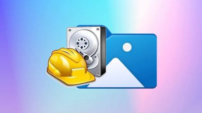 Icono de Recuva y una carpeta azul de archivos sobre un fondo degradado.