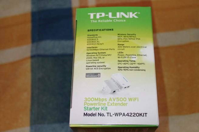 Lateral de la caja que contiene los TP-Link TL-WPA4220KIT