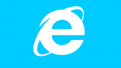 Logo de Internet Explorer sobre fondo azul