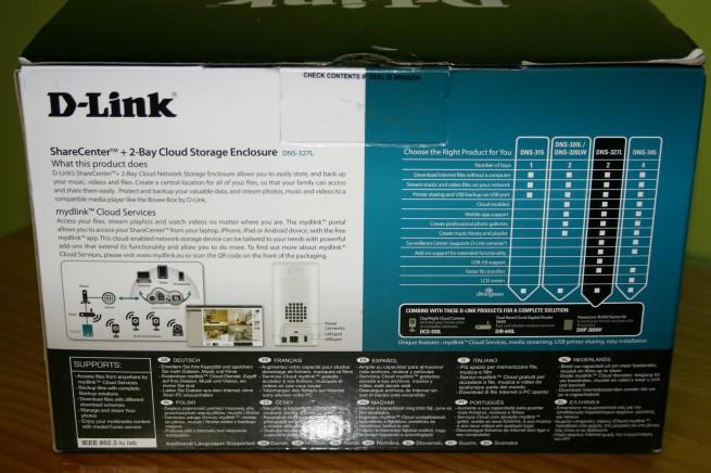 Vista trasera de la caja del NAS D-Link DNS-327L