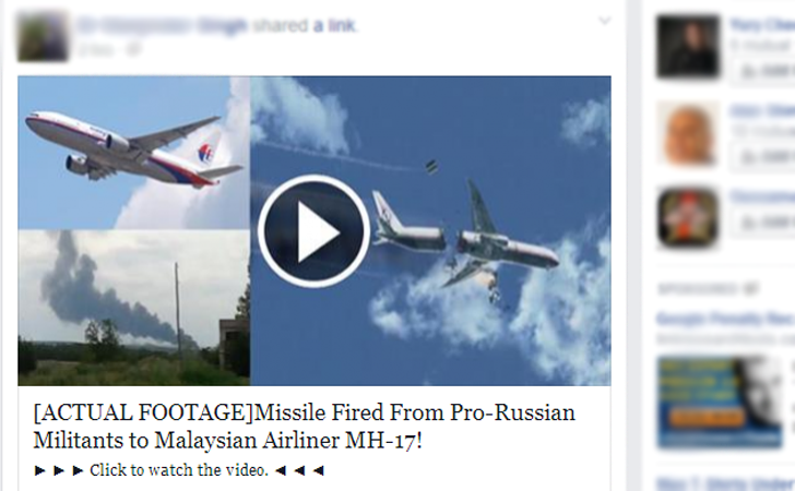 facebook scam vuelo mh17