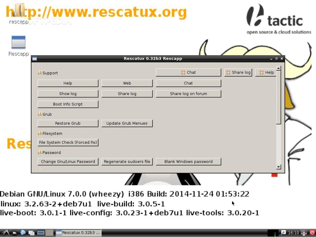 rescataux imagen distribución linux
