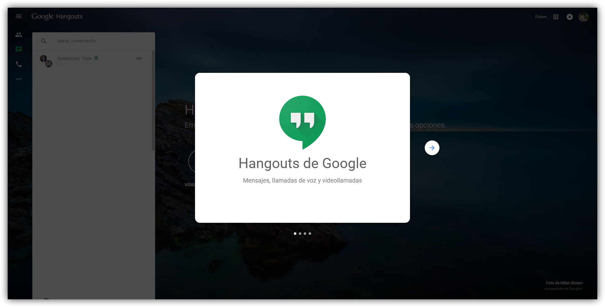 Presentación de la web de Google Hangouts
