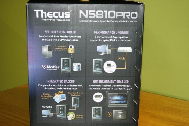 Caja lateral izquierda del Thecus N5810PRO con el software