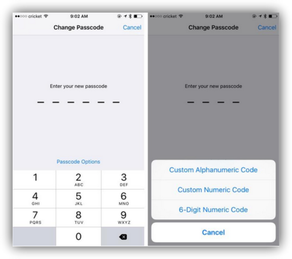 iOS 9 - código de 6 dígitos