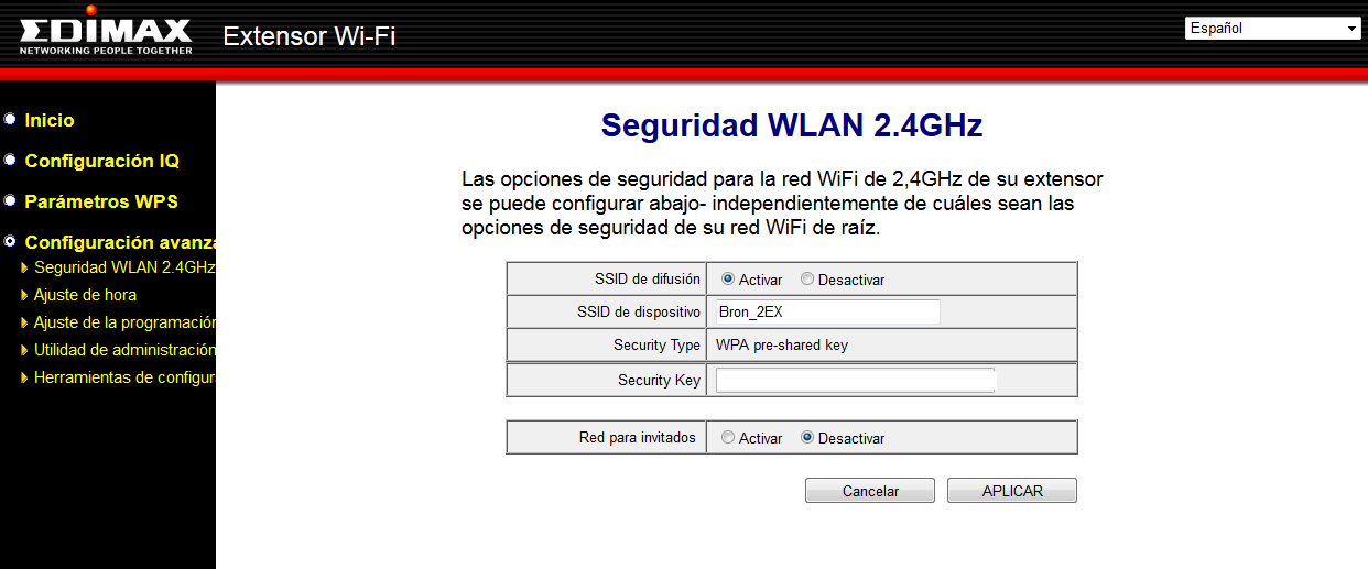 Seguridad de la red Wi-Fi del repetidor Edimax EW-7438PTn