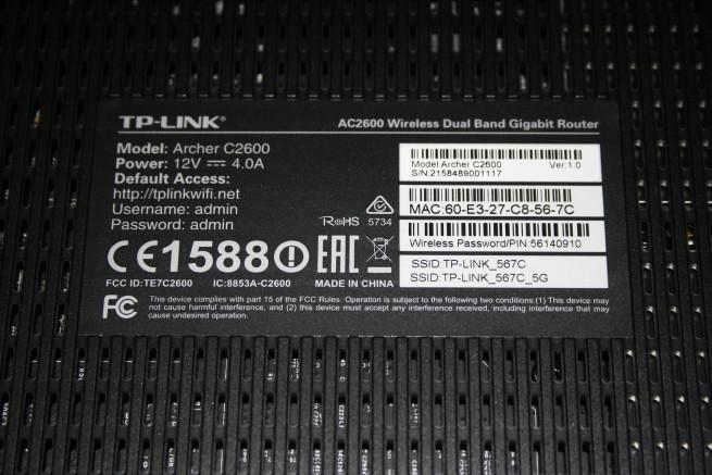 Pegatina del router TP-LINK Archer C2600
