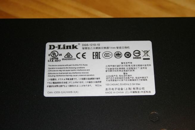 Pegatina del switch D-Link DGS-1210-10