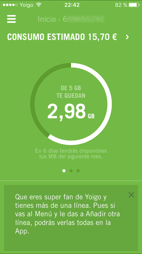 Mi Yoigo App - consumo de datos