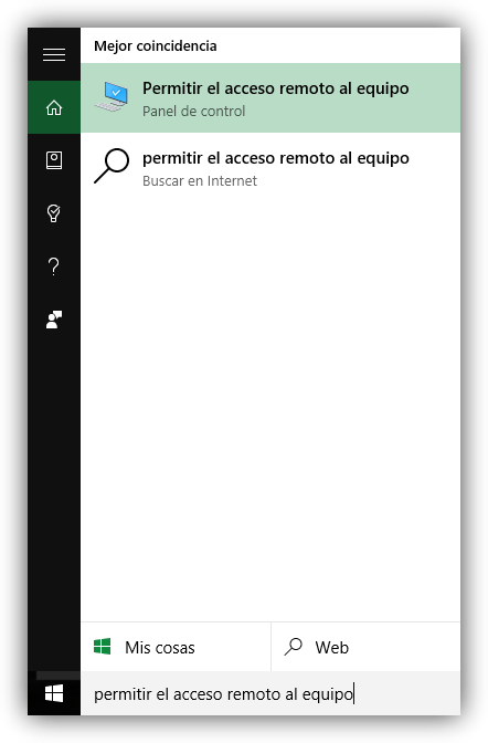 Activar Escritorio Remoto de Windows desde Cortana