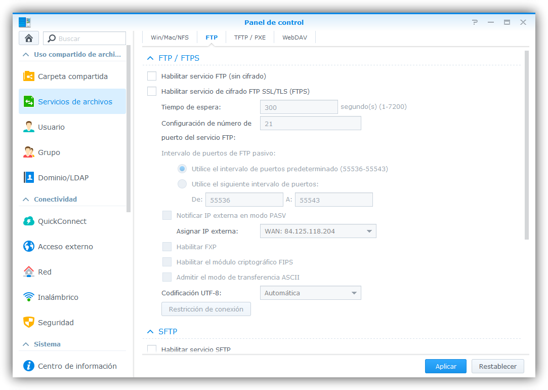 NAS Synology - Seguridad - FTP Secure