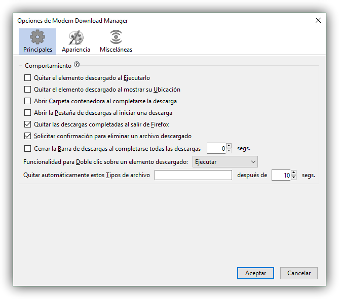 Firefox - Modern Download Manager - Configuracion 1