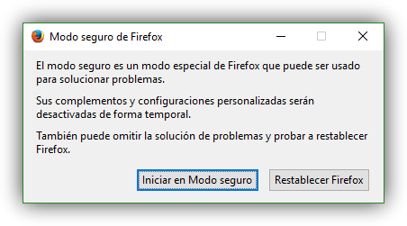 Firefox - Modo seguro - Restablecer