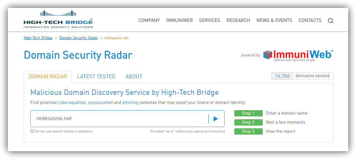 Domain Security Radar - Página principal