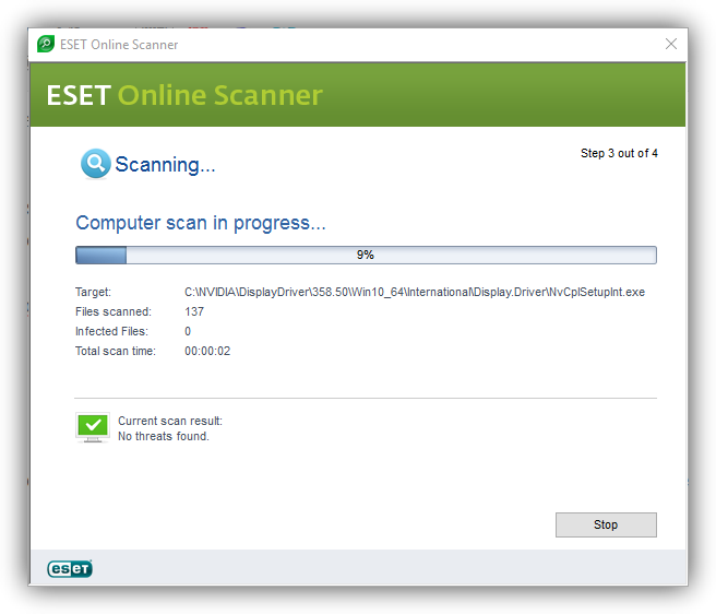 ESET Online Scanner - Analizando