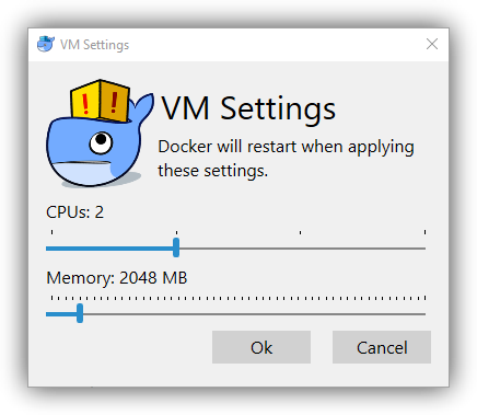 Ajustes máquina virtual Docker