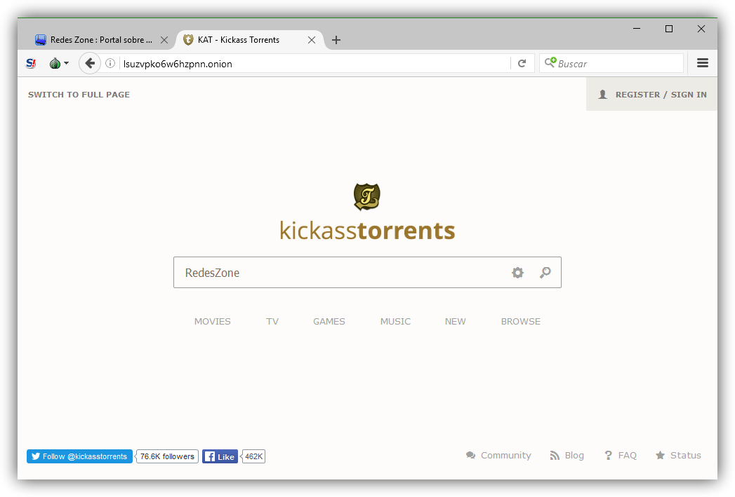 KickassTorrents en Tor