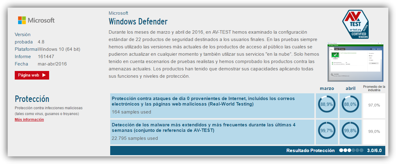 Protección Windows Defender en Windows 10
