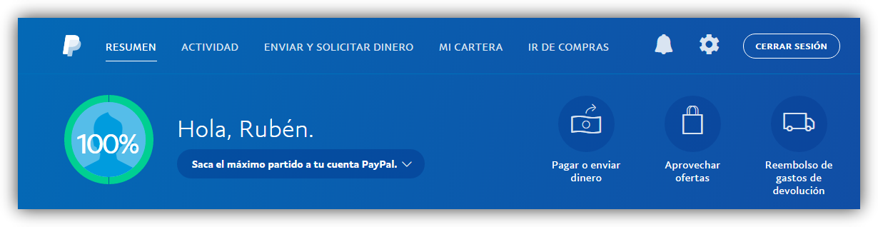 Resumen cuenta PayPal