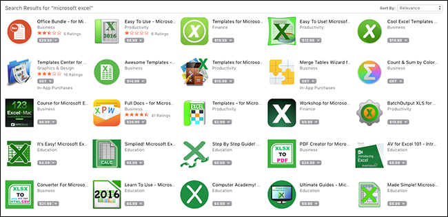 Excel App Store en macOS