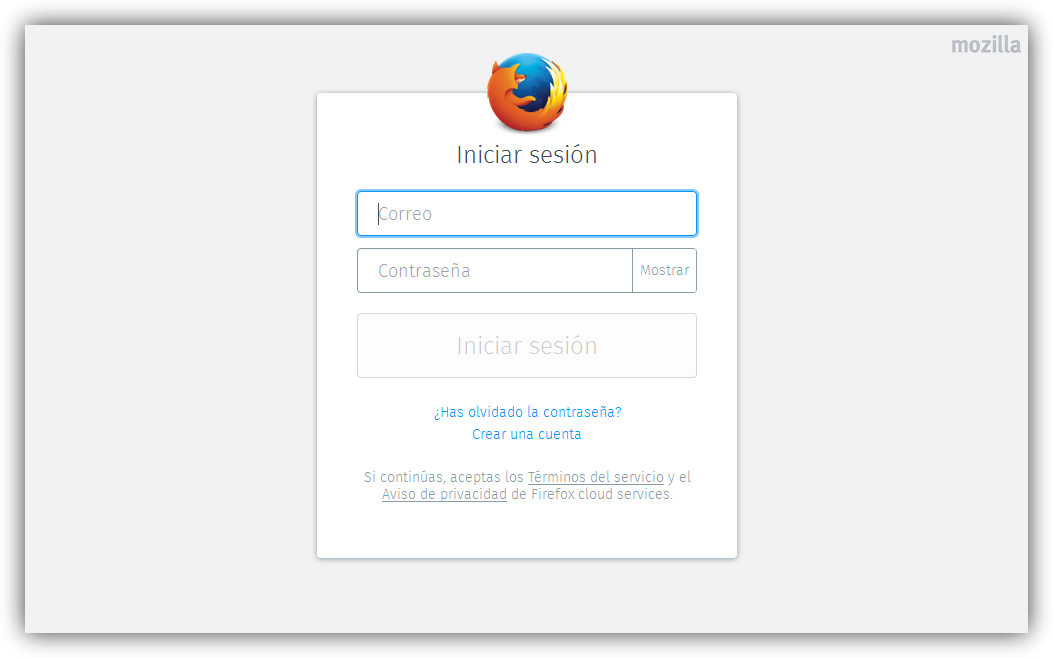 Iniciar sesión cuenta Firefox