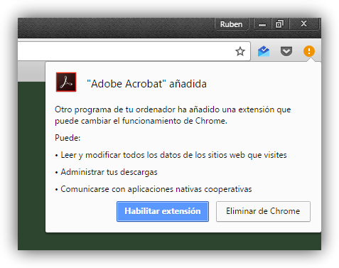 Nueva extension espia Adobe en Google Chrome