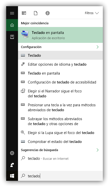 Abrir teclado virtual Windows 10 Cortana
