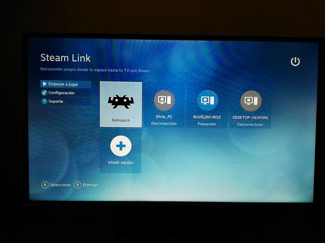 RetroArch instalado en el Steam Link