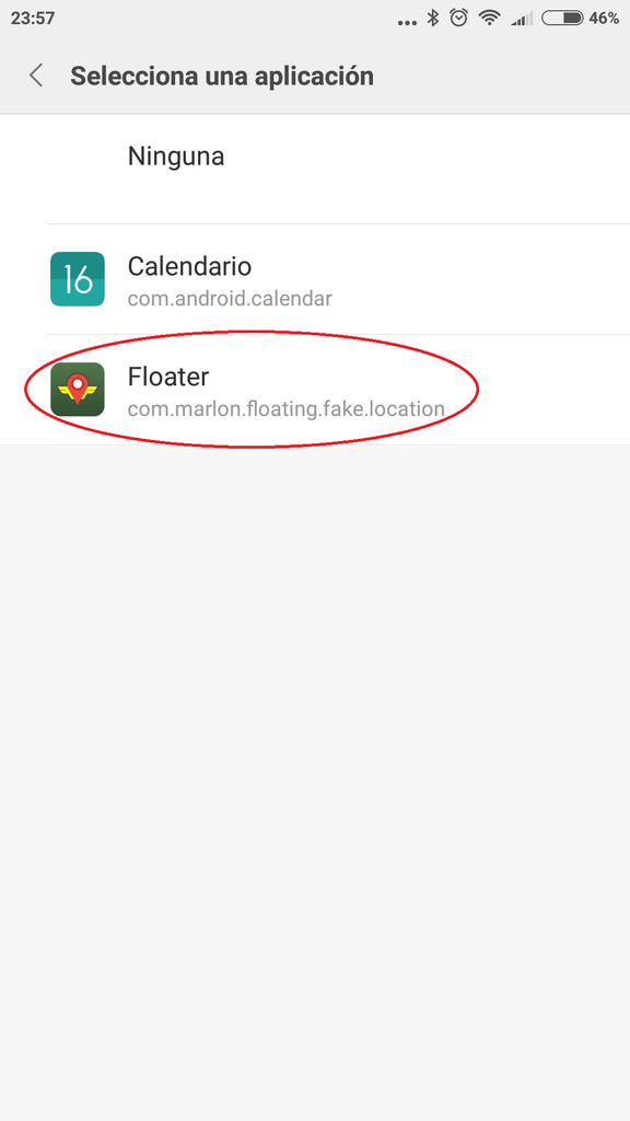 Seleccionar Floater como aplicación de ubicaciión