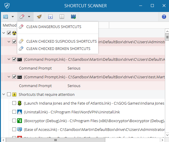 Shortcut Scanner elimina accesos directos en windows