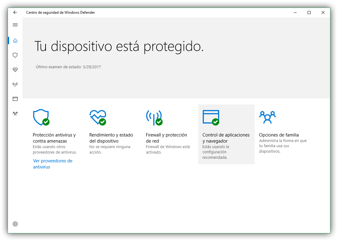 Centro de seguridad Windows 10 Windows Defender