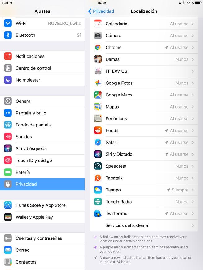 Privacidad - Servicios del sistema iOS 11