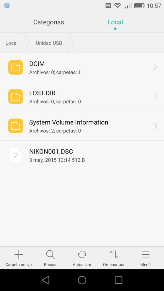 Tarjeta SD conectada a Android por OTG