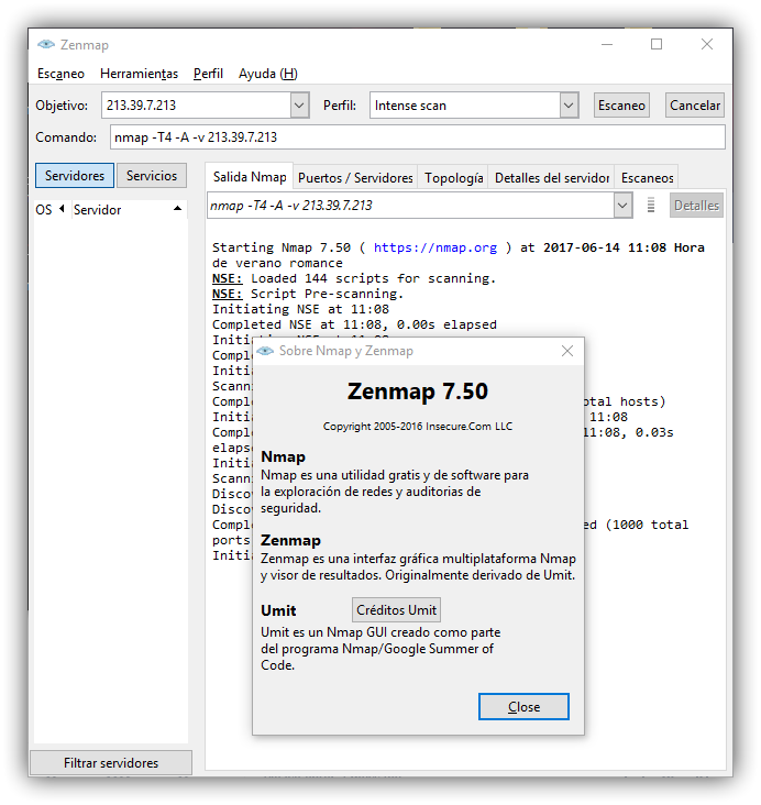Zenmap - Nmap 7.50