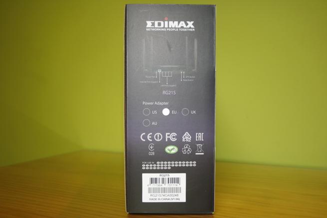 Lateral derecho de la caja del router Edimax Gemini RE21S