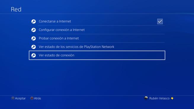 Menú Conexión PS4
