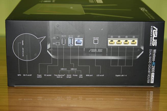 Lateral derecho de la caja del router gaming ASUS RT-AC86U