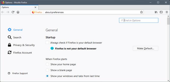 Cambios en las preferencias de Firefox 56