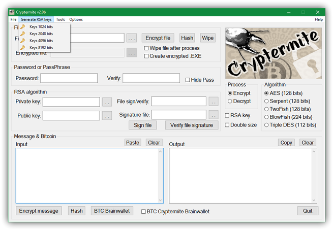 Cryptermite - Claves RSA