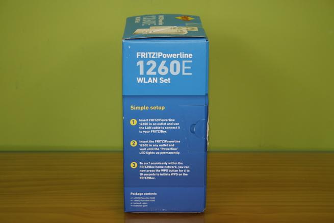 Lateral derecho de la caja de los FRITZ!Powerline 1260e WLAN Set