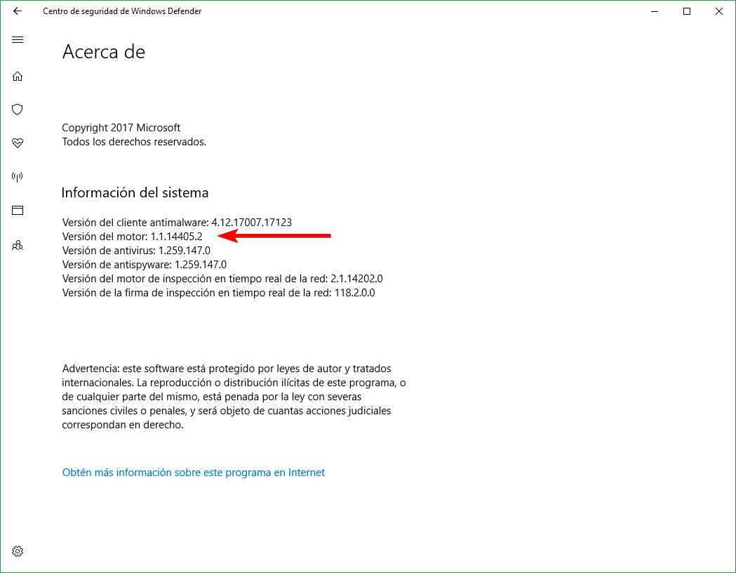 Versión Motor Windows Defender actualizada vulnerabilidad RCE