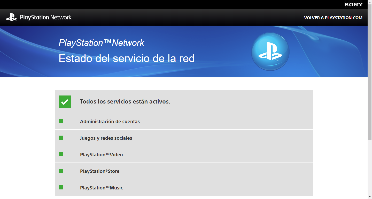 Estado servicio PlayStation Network