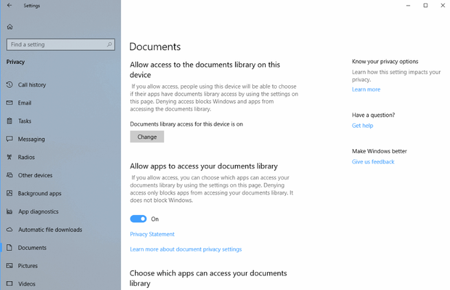 Privacidad Documentos Windows 10 Redstone 4