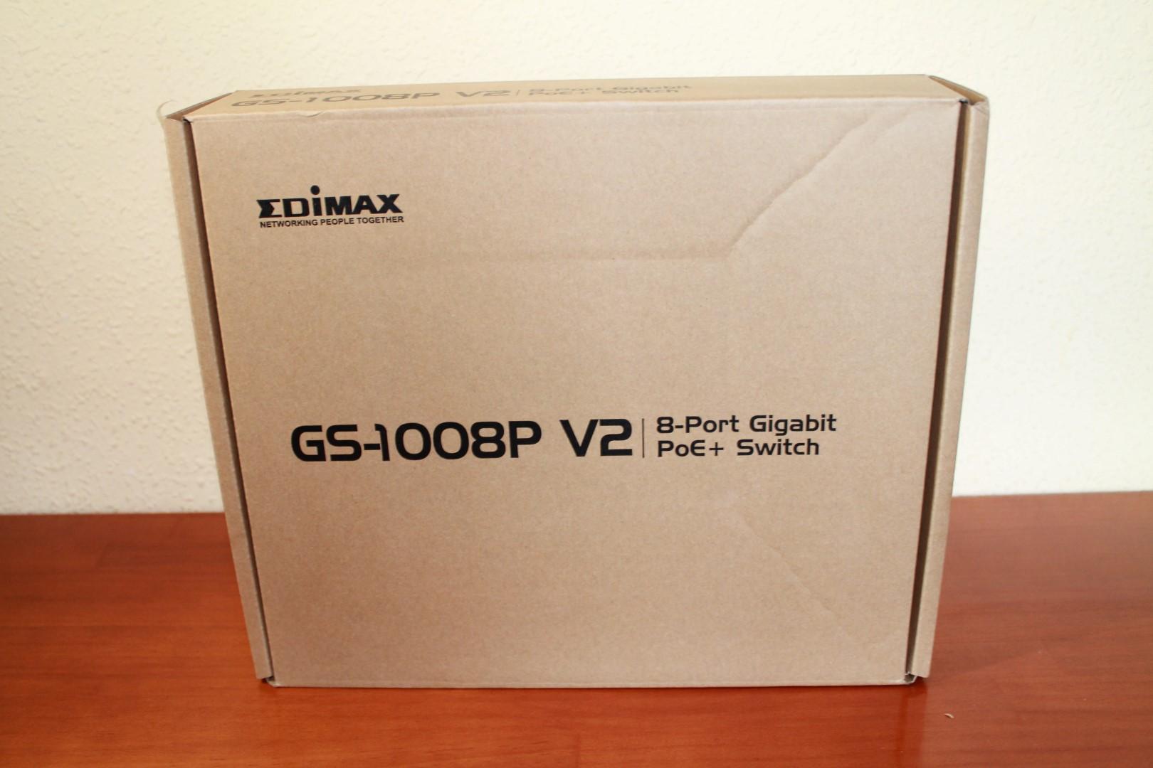 Imagen frontal del embalaje del switch Edimax GS-1008P V2
