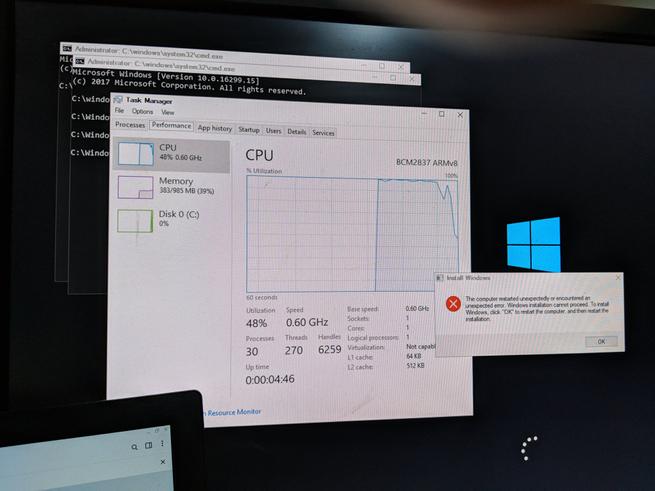 Windows 10 Raspberry Pi 3 Error CPU
