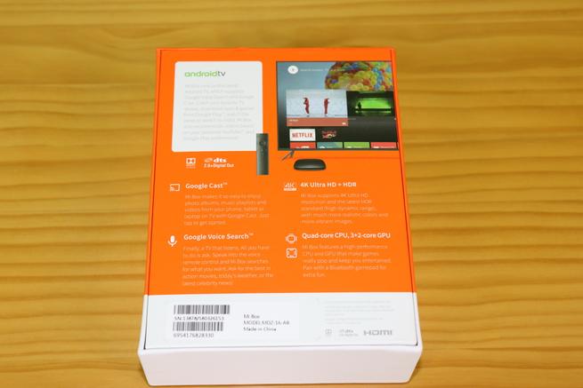 Trasera del reproductor multimedia Xiaomi Mi TV Box 4K